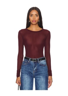 Free People x Intimately FP x REVOLVE Before Sunset Mesh Long Sleeve In Chocolate Merlot