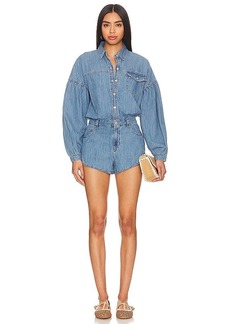 Free People Zodiac Chambray One Piece In Moon Blue