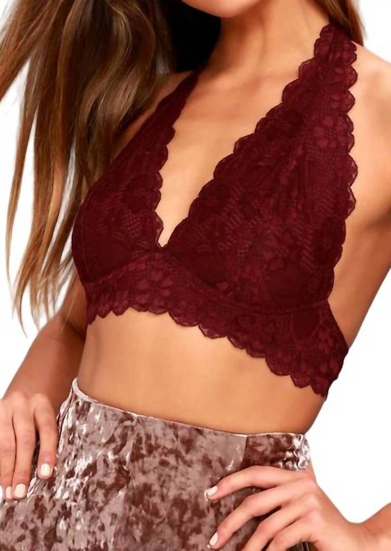 Free People Galloon Lace Halter Bra In Wine