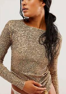 Free People Gold Rush Long Sleeves Top In Gold Combo