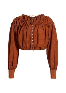 Free People Hailey Cropped Ruffle Blouse