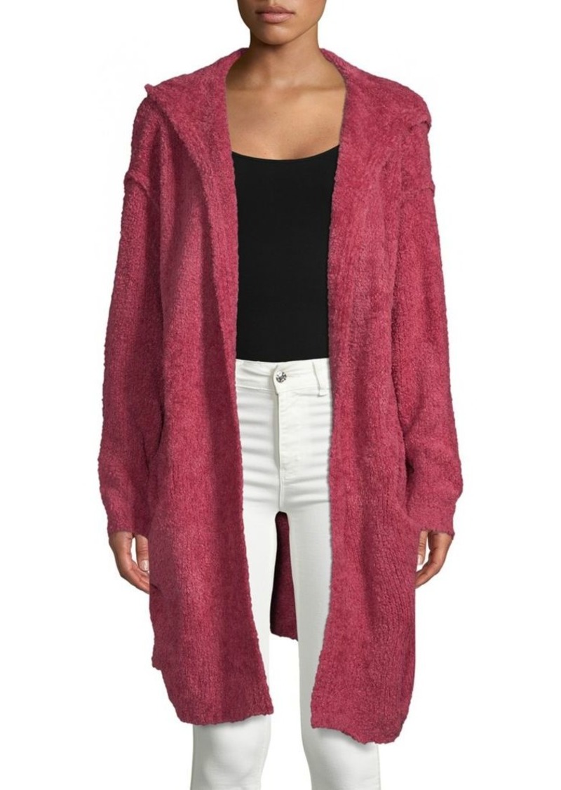 chenille hooded cardigan
