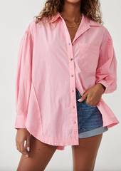 Free People Happy Hour Solid Poplin Top In Strawberry Cream