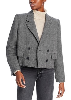 Free People Heritage Womens Tweed Wool Blend Two-Button Blazer