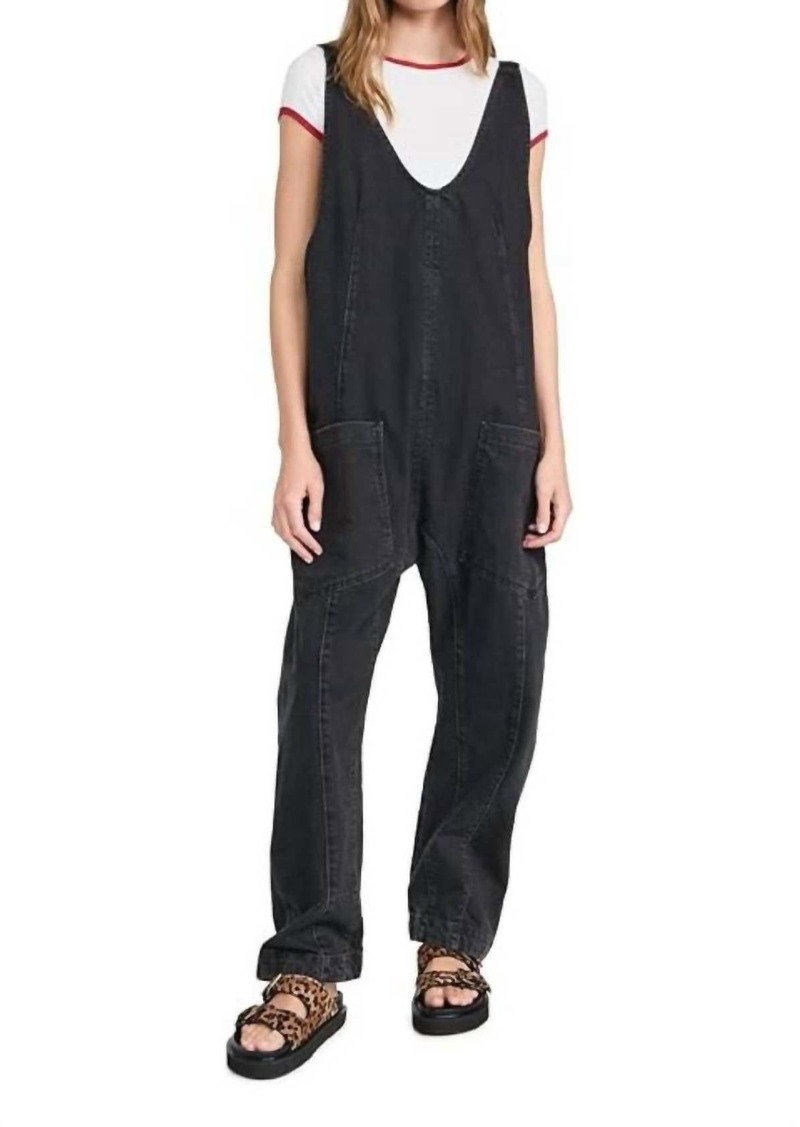 Free People High Roller Scoop Neck Sleeveless Jumpsuit In Mineral Black