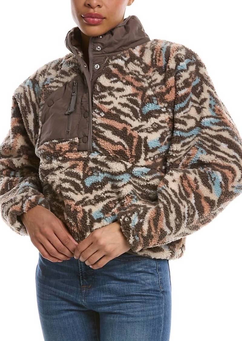 Free People Hit The Slopes Printed Fleece Jacket In Brown