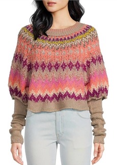 Free People Home For The Holidays Sweater In Raspberry Combo