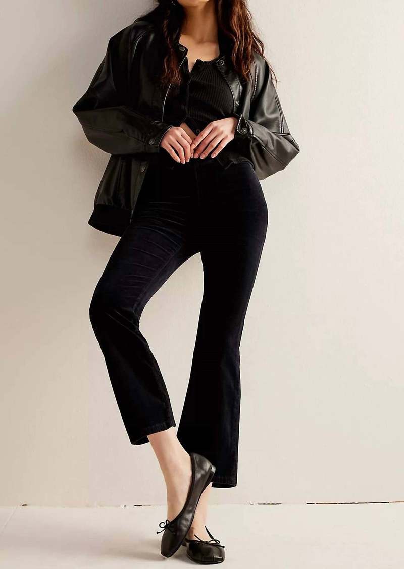 Free People In My Feelings Velvet Crop Slim Flare Pants In Black