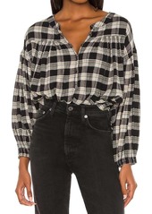Free People Jessi Plaid Top In Black Combo