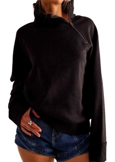 Free People Just A Game Half-Zip Sweater In Black