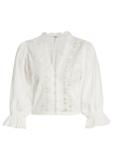 Free People Louella Embroidered Blouse