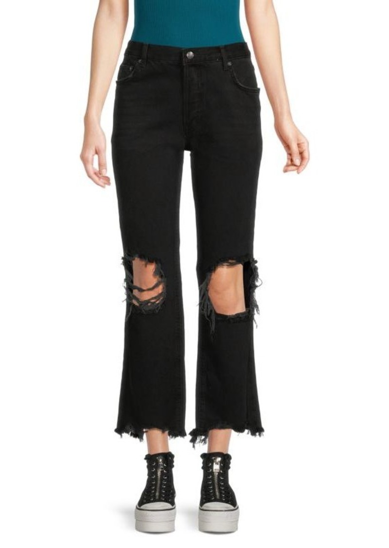 Free People ​Maggie Mid Rise Distressed Wide Leg Jeans
