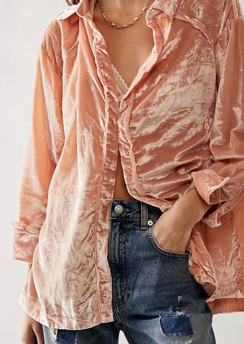 Free People Marianne Velvet Shirt In Sun Blush