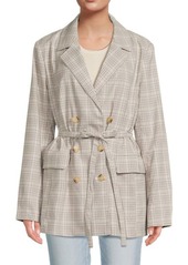 Free People Olivia Plaid Double Breasted Belted Blazer