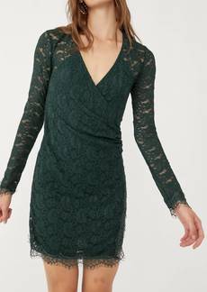 Free People Pearl Lace Mini Dress In Deepest Spruce