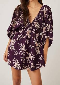 Free People Portia Printed Mini Dress In Black Cherry Combo