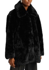 Free People Pretty Perfect Fur Peacoat In Black