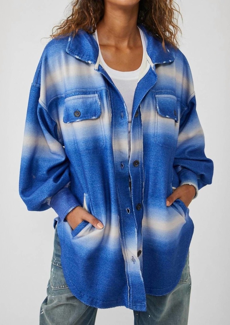 Free People Ruby Tie Dye Printed Jacket In Deep Sea Combo