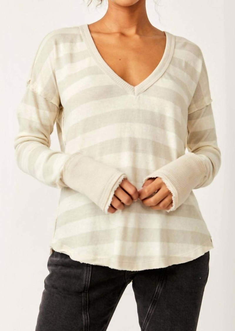 Free People Sail Away Long Sleeve Tee In Natural Combo