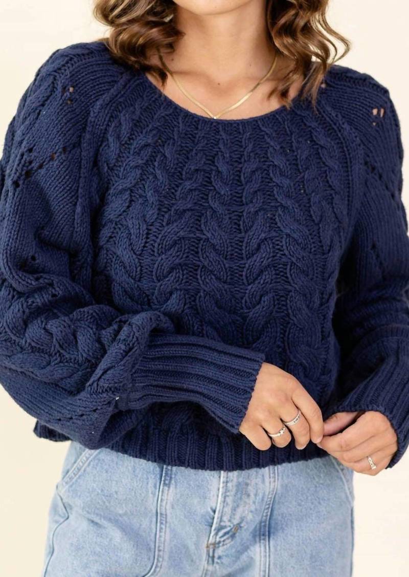 Free People Sandre Pullover Sweater In Navy