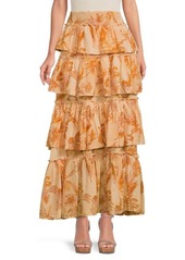 Free People ​Sawyer Ruffle Floral Maxi Skirt