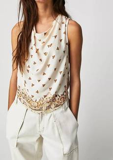 Free People Silas Printed Cowlneck Top In Ivory Combo