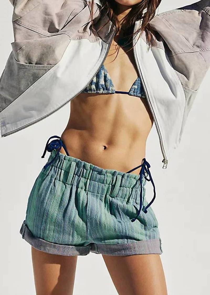 Free People Solar Flare Baja Striped Shorts In Blue / Green