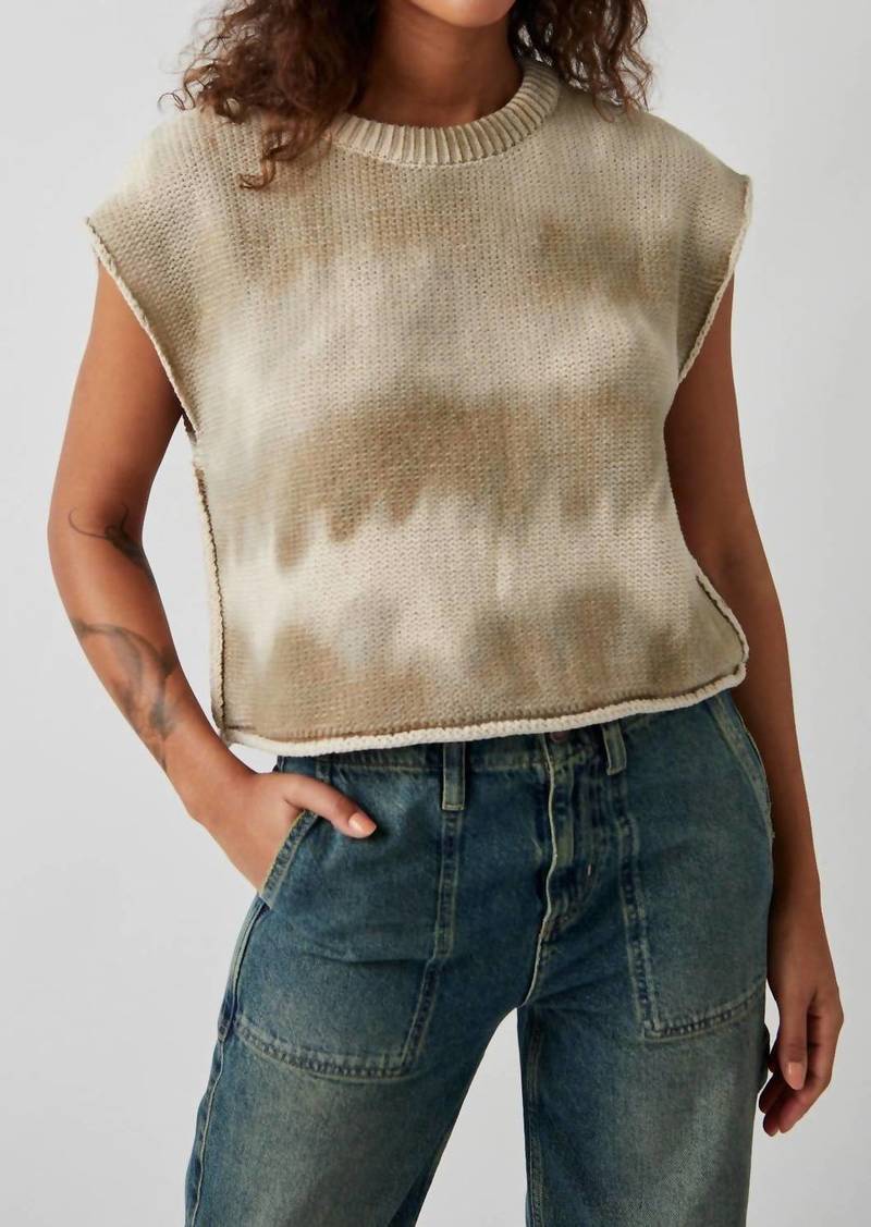 Free People Stolen Hearts Washed Vest In Taupe Grey Combo