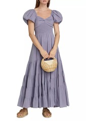 Free People Sundrenched Puff-Sleeve Smocked Maxi Dress