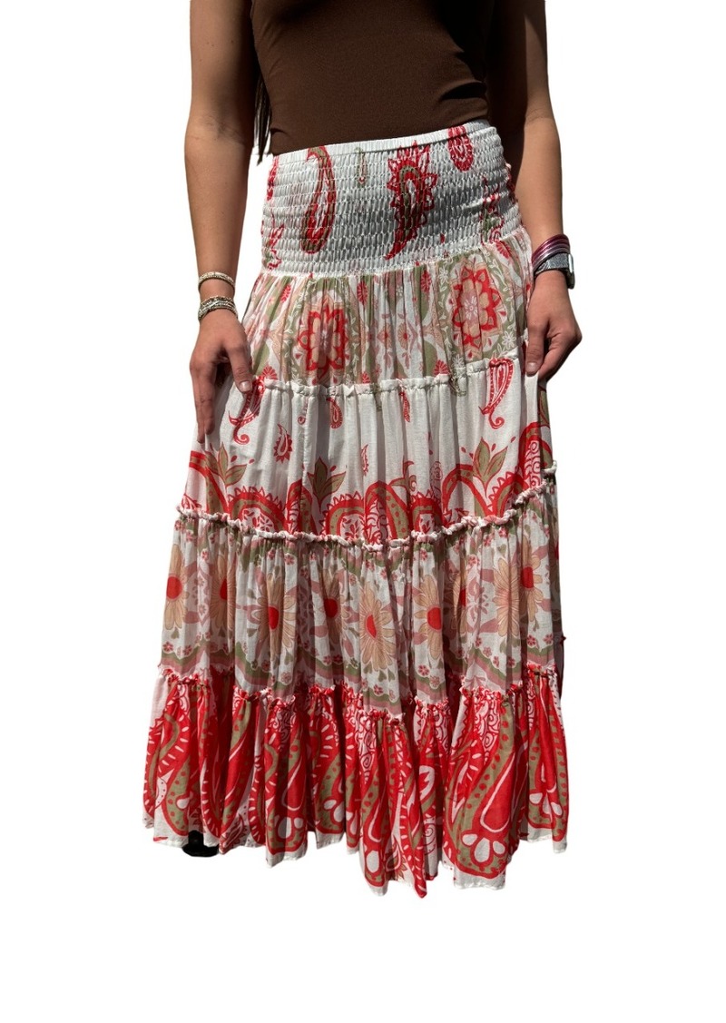 Free People Super Thrills Maxi Skirt In Red Sage Combo