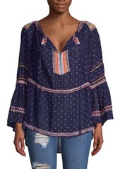 Free People Talia Embroidery Bell-Sleeve Top