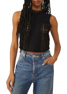 Free People Tea Party Womens Lace Mixed Media Tank Top