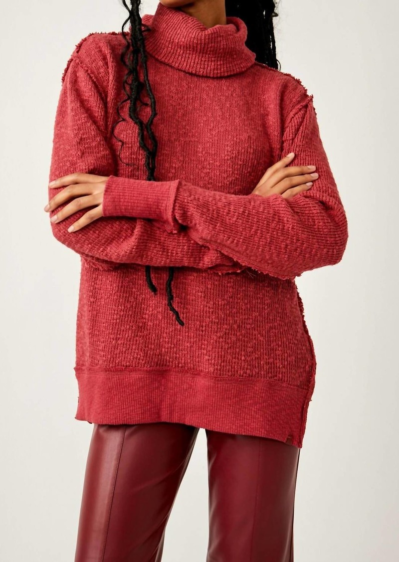 Free People Tommy Turtleneck Sweater In Blended Berry