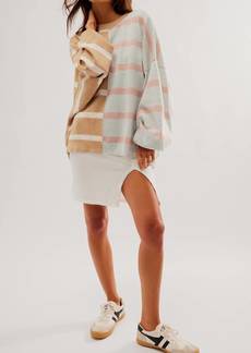 Free People Uptown Stripe Pullover In Camel Grey Combo
