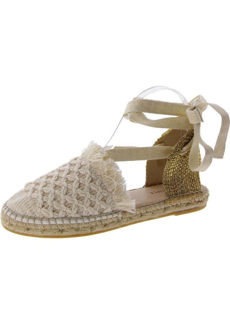 Free People Vida Espadrille Wrap Womens Metallic Padded Insole Lace Up Flats