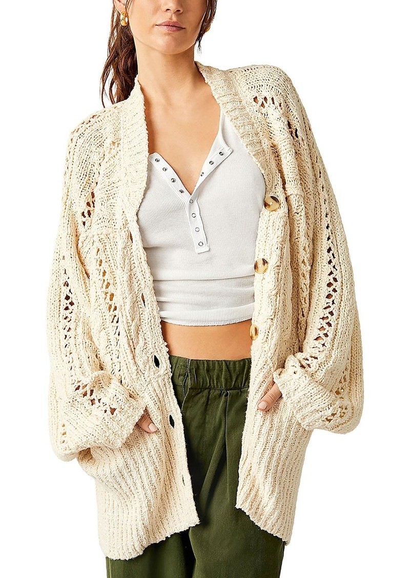 Free People Womens Cable Knit Long Sleeves Cardigan Sweater