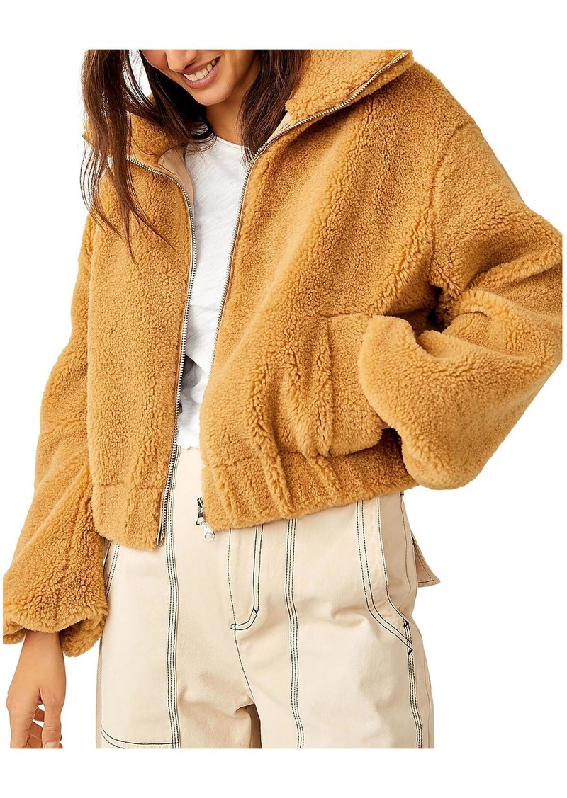 Free People Womens Faux Fur Long Sleeves Teddy Coat