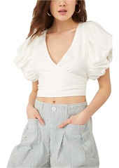 Free People Can't Get Enough Faux Wrap Linen Blend Top in Ivory at Nordstrom