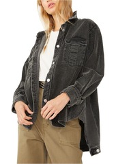 Free People Dawn Break High/Low Button-Up Shirt in Washed Black at Nordstrom