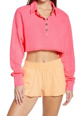 Free People FP Movement Crop Half Snap Pullover in Haute Pink at Nordstrom