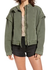 Free People Front Zip Jacket in Olive Smoke at Nordstrom