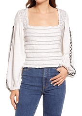 Free People Maggie Embroidered Long Sleeve Top in Ivory at Nordstrom