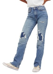 Free People My Own Lane Ripped Straight Leg Jeans in Blue at Nordstrom