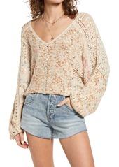 Free People Open Stich Oversize Sweater in Rain Song Combo at Nordstrom