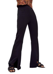 Free People Real Deal High Waist Front Slit Flare Pants in Black at Nordstrom