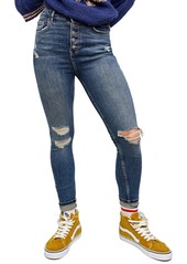 Free People Sabrina Ripped High Waist Crop Super Skinny Jeans in Mid Indigo at Nordstrom
