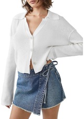 Free People Womens Linen Button-Down Cardigan Sweater