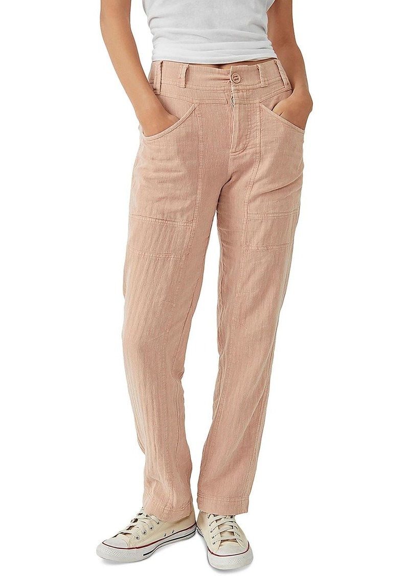 Free People Womens Pockets Elastic Straight Leg Pants