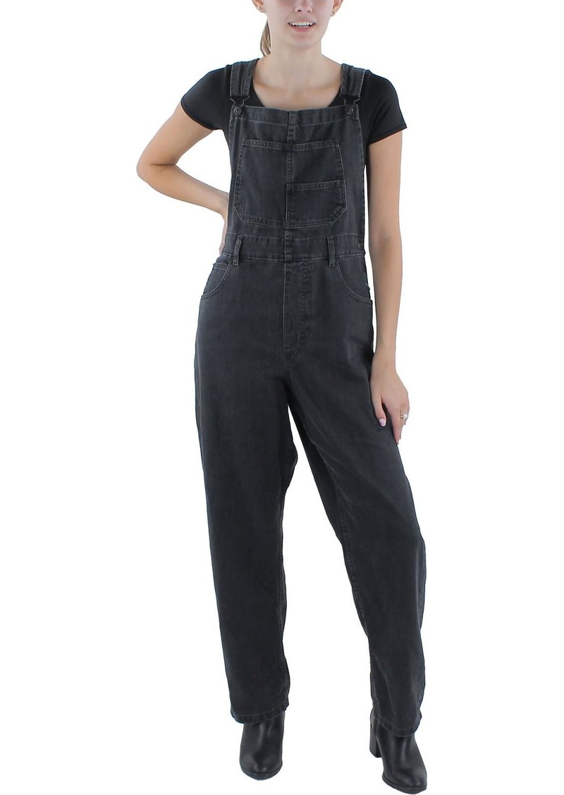 Free People Womens Solid Denim Overall Jeans