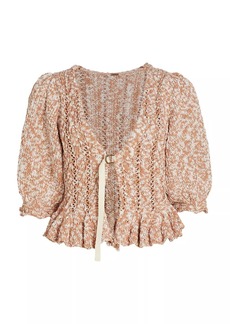 Free People Yesterday Mélange Cotton-Blend Tie-Front Cardigan